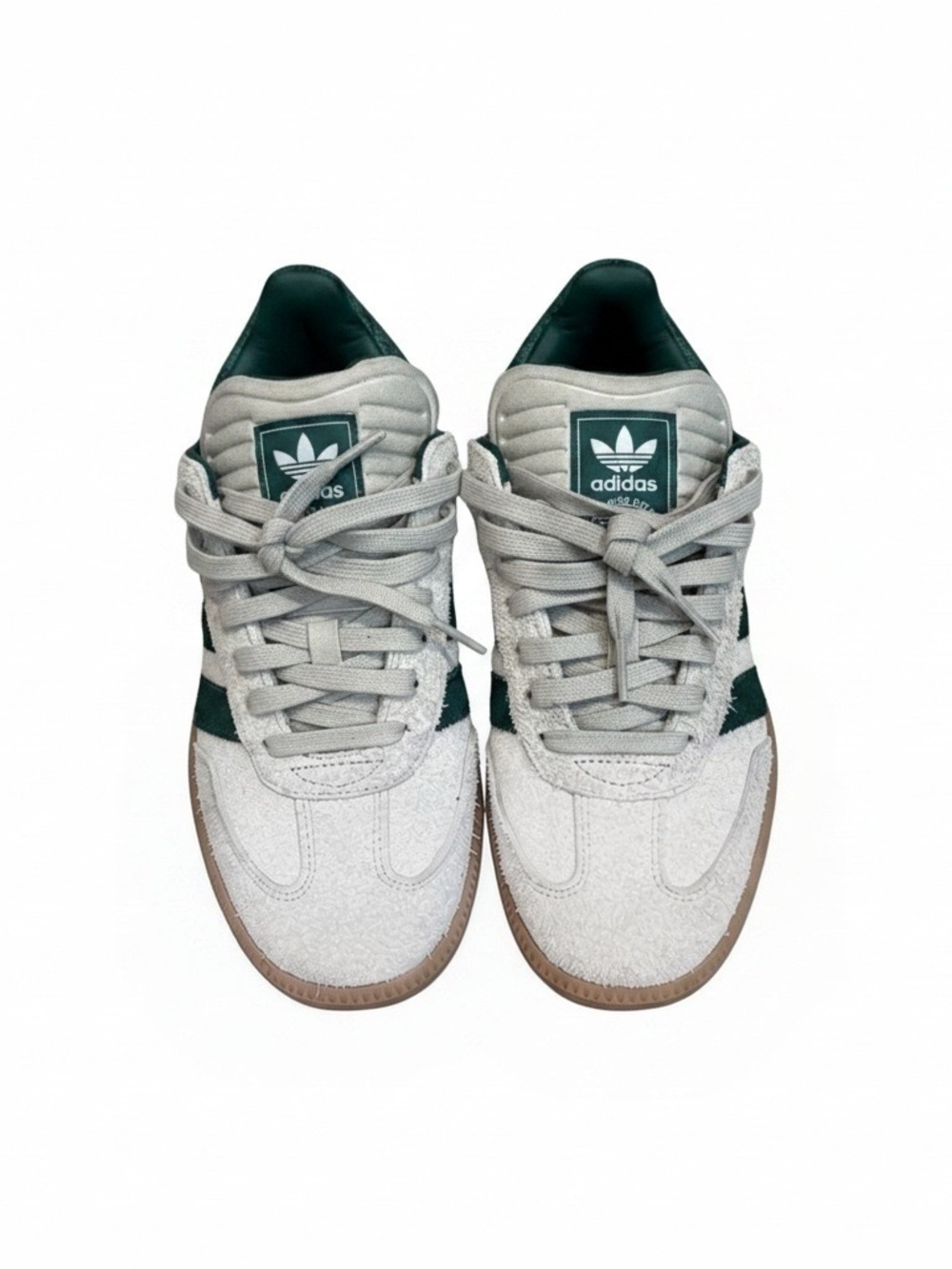 Adidas Samba Suede Sneakers in Off-White & Forest Green with Gum Sole